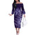 New Zealand Matariki Off The Shoulder Long Sleeve Dress Purple Milky Way Stars Night Sky