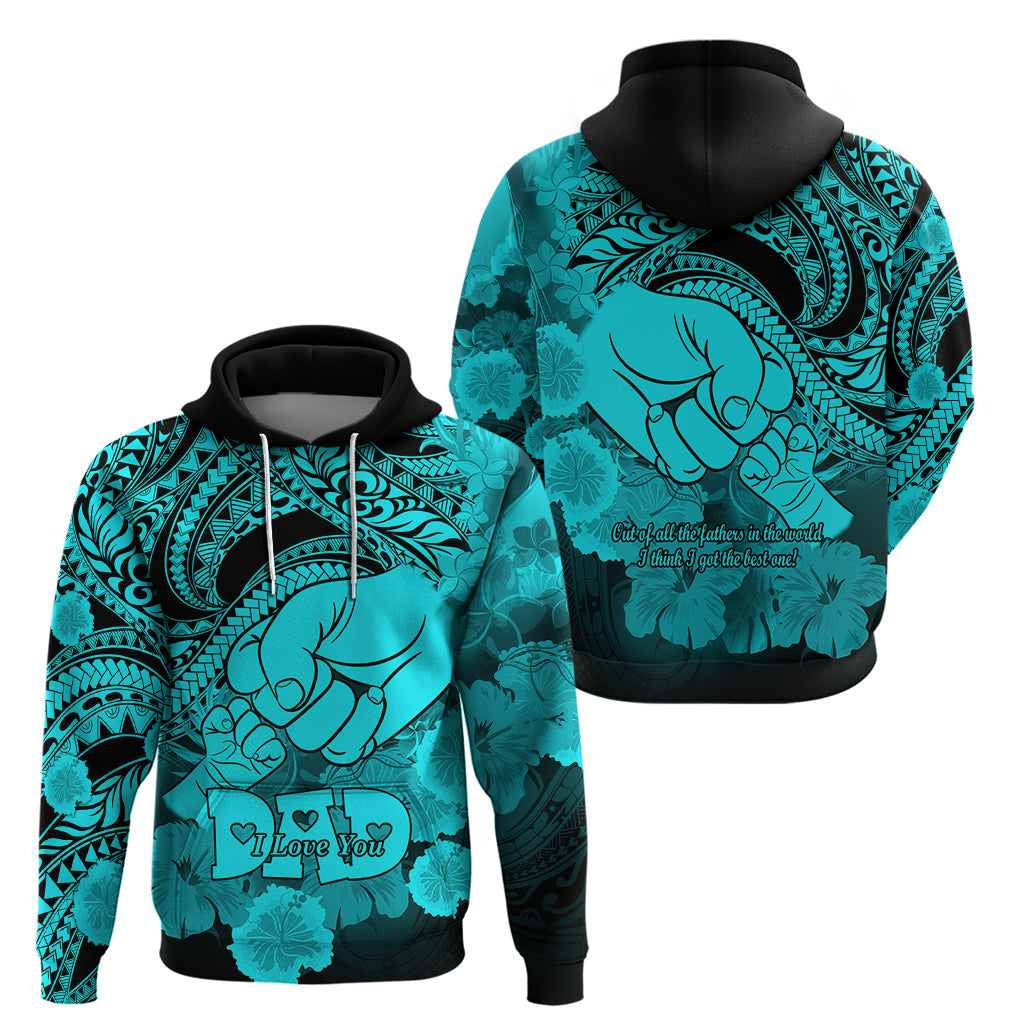Polynesian Pride Happy Father Day Hoodie I Love You Dad Polynesian Tribal Aqua LT9 - Polynesian Pride