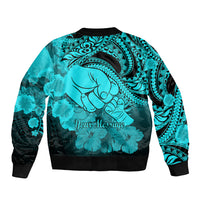 Personalised Polynesian Pride Happy Father Day Bomber Jacket I Love You Dad - Polynesian Tribal Aqua LT9 - Polynesian Pride