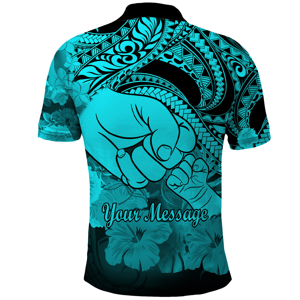 Custom Polynesian Pride Happy Father Day Polo Shirt I Love You Dad Polynesian Tribal Aqua LT9 - Polynesian Pride