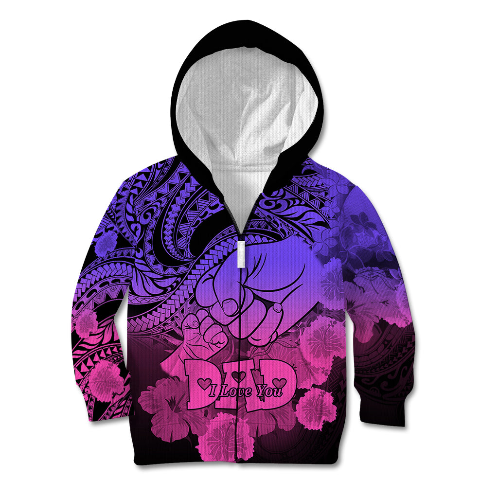Polynesian Pride Happy Father Day Kid Hoodie I Love You Dad - Polynesian Tribal Gradient 2 LT9 Zip Hoodie Gradient - Polynesian Pride
