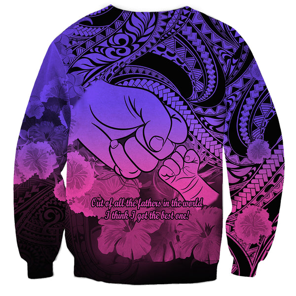 Polynesian Pride Happy Father Day Sleeve Zip Bomber Jacket I Love You Dad - Polynesian Tribal Aqua LT9 main image 1