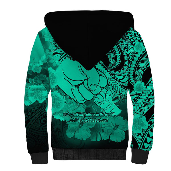 Polynesian Pride Happy Father Day Sleeve Zip Bomber Jacket I Love You Dad - Polynesian Tribal Aqua LT9