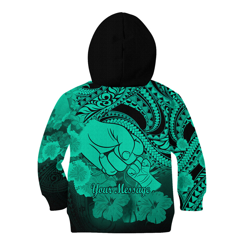 Personalised Polynesian Pride Happy Father Day Kid Hoodie I Love You Dad - Polynesian Tribal Green LT9 - Polynesian Pride