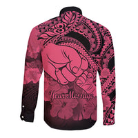 Personalised Polynesian Pride Happy Father Day Long Sleeve Button Shirt I Love You Dad - Polynesian Tribal Pink LT9 - Polynesian Pride