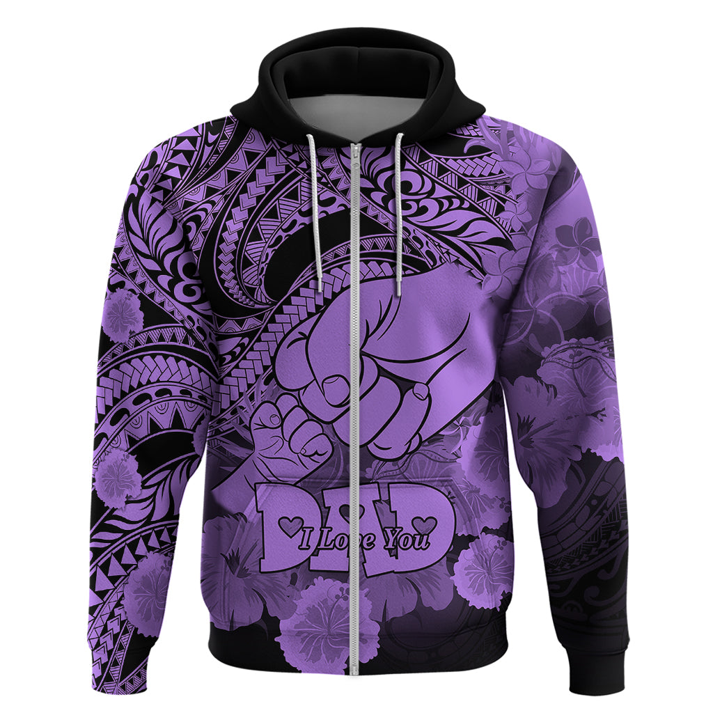Custom Polynesian Pride Happy Father Day Hoodie I Love You Dad Polynesian Tribal Purple LT9 Zip Hoodie Purple - Polynesian Pride