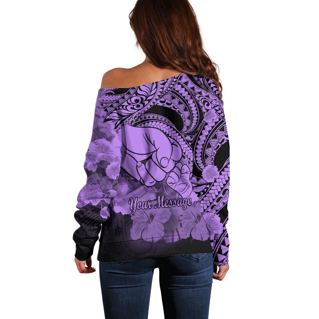 Personalised Polynesian Pride Happy Father Day Off Shoulder Sweater I Love You Dad - Polynesian Tribal Purple LT9 - Polynesian Pride
