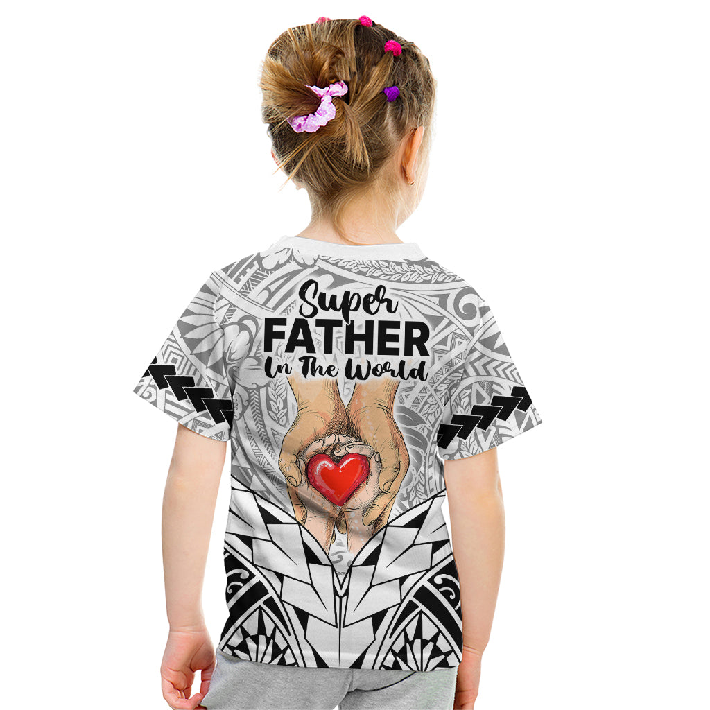 Polynesian Father's Day Gift For Dad Kid T Shirt Super Father In The World - Black Polynesian Pattern LT9 - Polynesian Pride