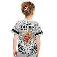 Polynesian Father's Day Gift For Dad Kid T Shirt Super Father In The World - Black Polynesian Pattern LT9 - Polynesian Pride