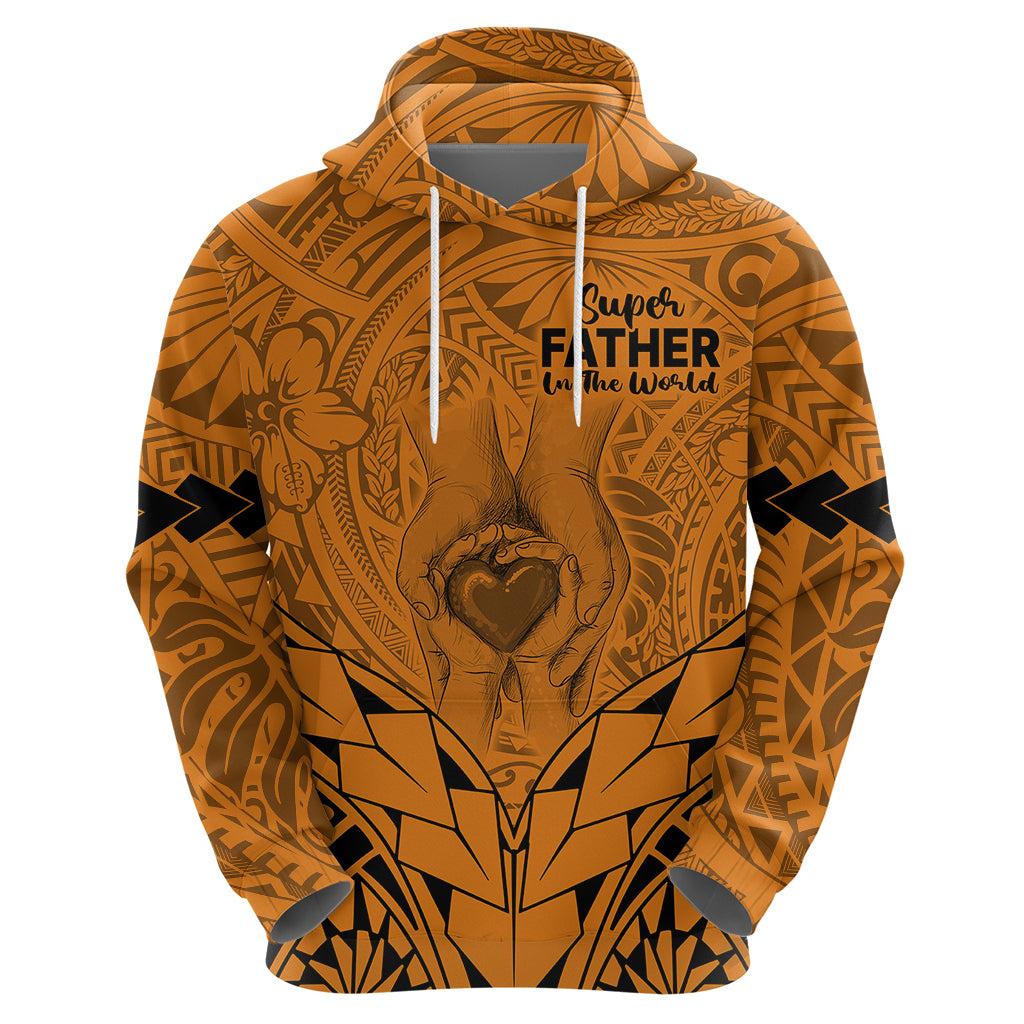 Polynesian Fathers Day Gift For Dad Hoodie Super Father In The World Gold Polynesian Pattern LT9 - Polynesian Pride