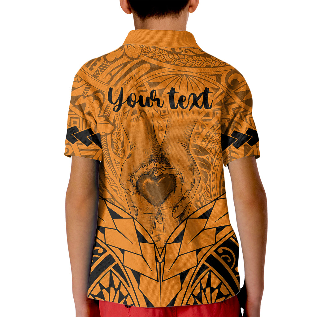 Personalised Polynesian Father's Day Gift For Dad Kid Polo Shirt Super Father In The World - Gold Polynesian Pattern LT9 - Polynesian Pride