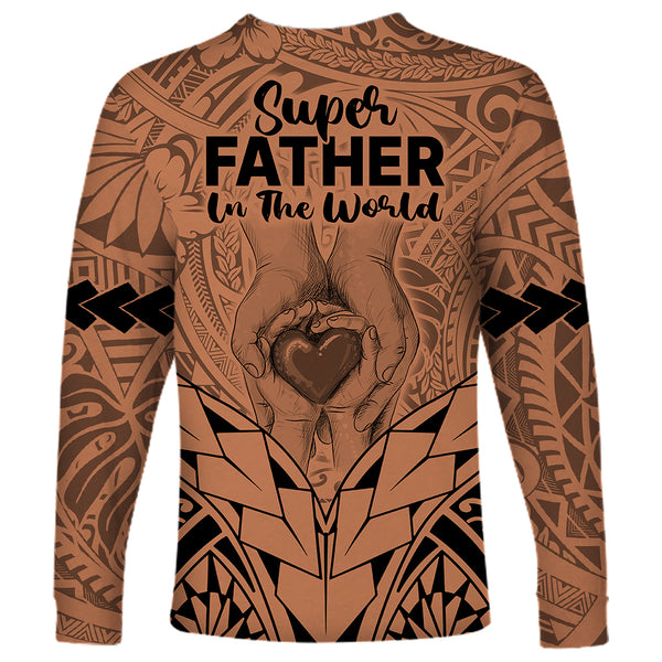 Polynesian Father's Day Gift For Dad Hawaiian Shirt Super Father In The World - Turquoise Polynesian Pattern LT9