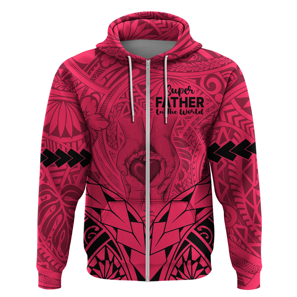 Polynesian Fathers Day Gift For Dad Hoodie Super Father In The World Pink Polynesian Pattern LT9 - Polynesian Pride