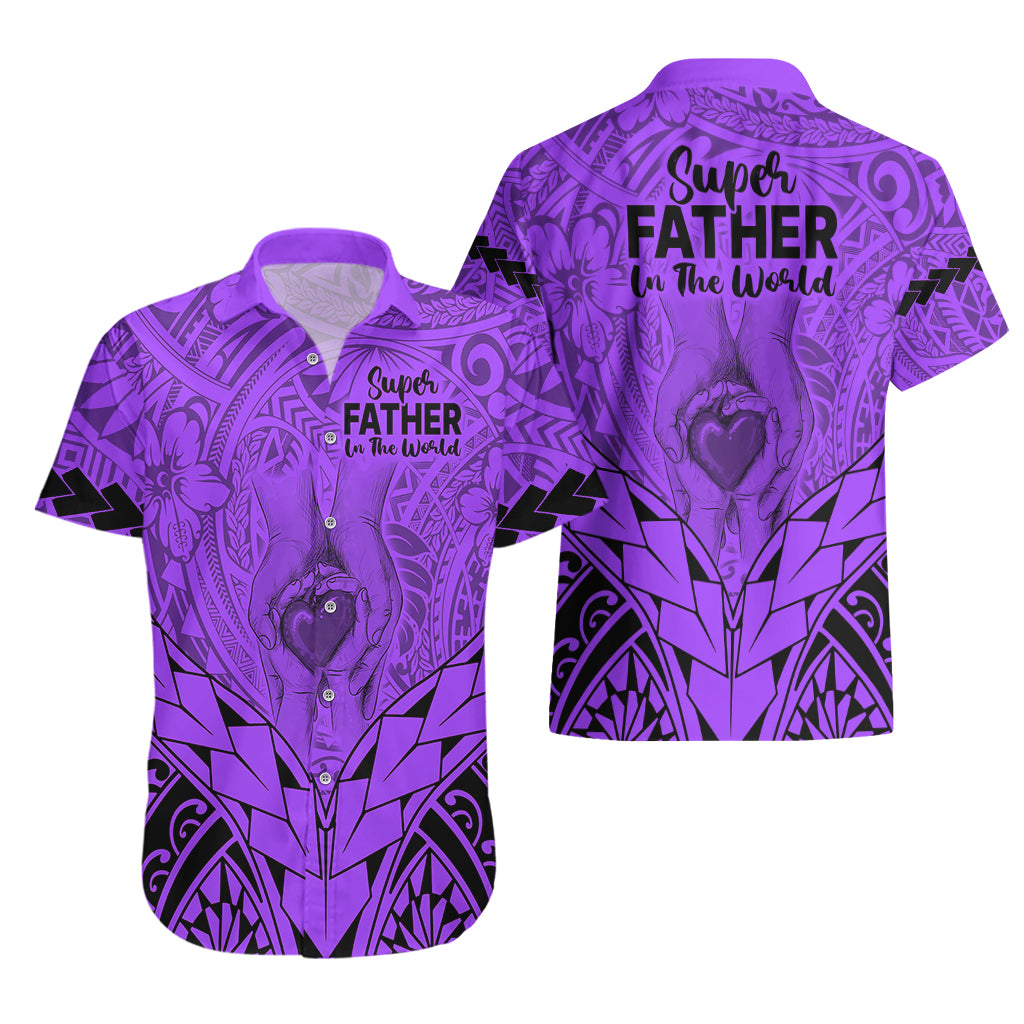 Polynesian Father's Day Gift For Dad Hawaiian Shirt Super Father In The World - Purple Polynesian Pattern LT9 - Polynesian Pride