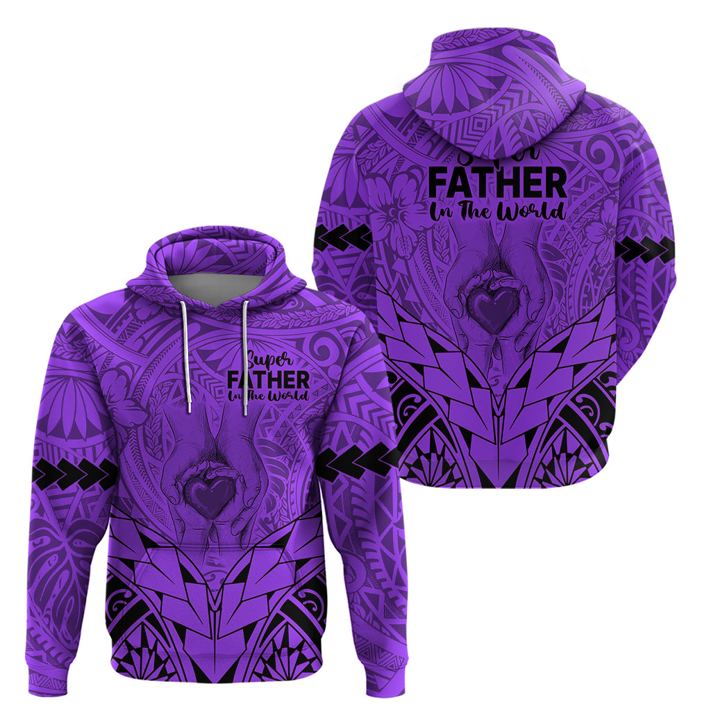 Polynesian Fathers Day Gift For Dad Hoodie Super Father In The World Purple Polynesian Pattern LT9 - Polynesian Pride