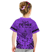 Polynesian Father's Day Gift For Dad Kid T Shirt Super Father In The World - Purple Polynesian Pattern LT9 - Polynesian Pride