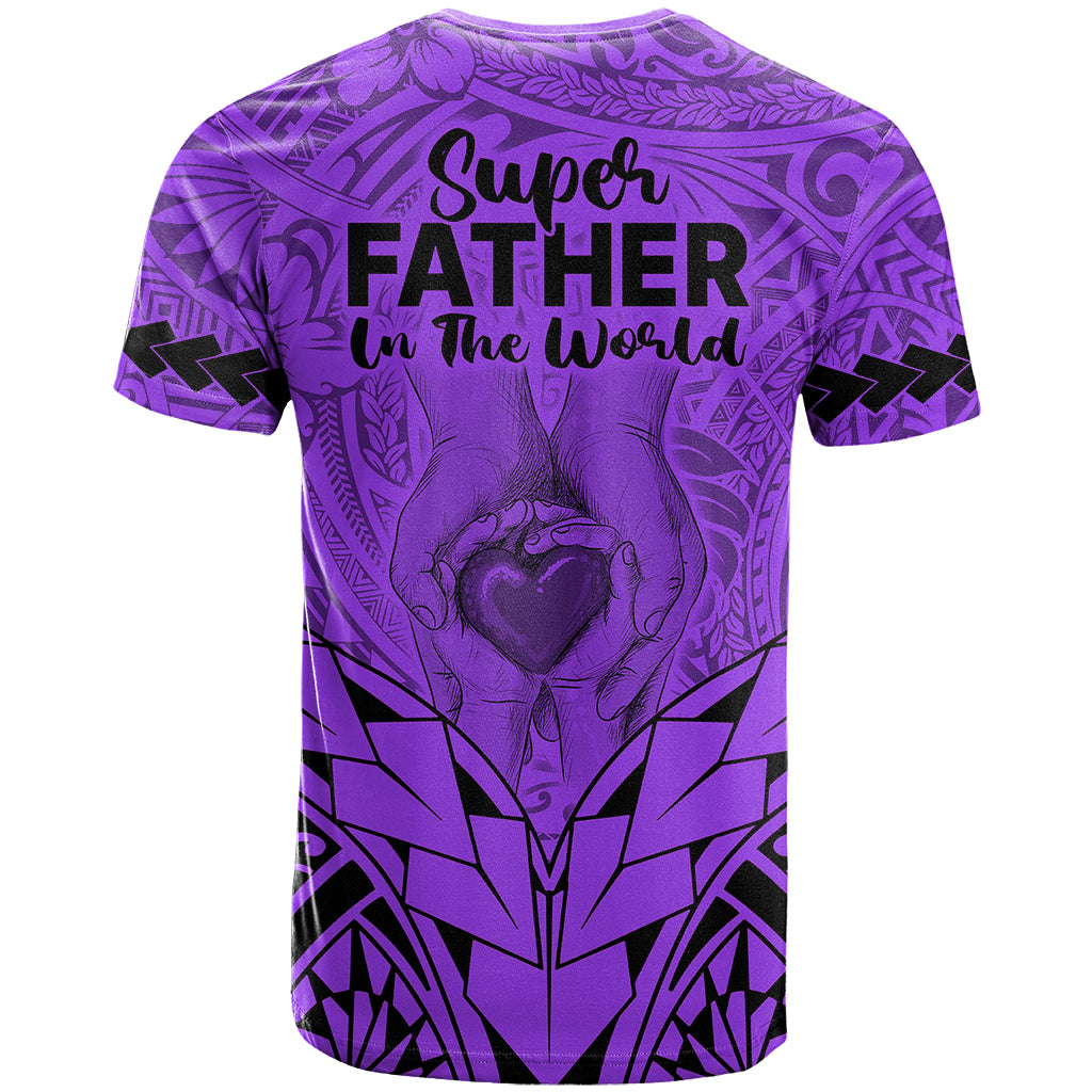 Polynesian Fathers Day Gift For Dad T Shirt Super Father In The World Purple Polynesian Pattern LT9 - Polynesian Pride