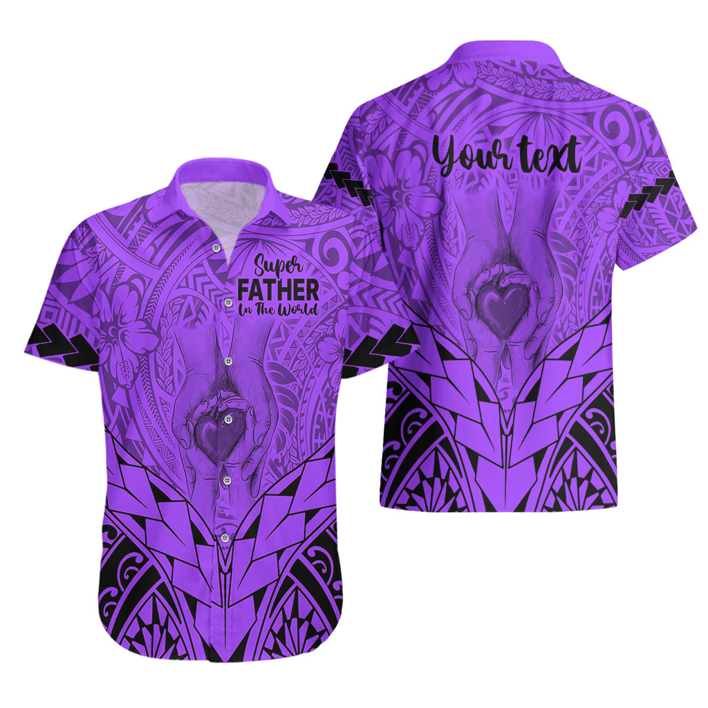 Personalised Polynesian Father's Day Gift For Dad Hawaiian Shirt Super Father In The World - Purple Polynesian Pattern LT9 - Polynesian Pride