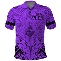 Custom Polynesian Fathers Day Gift For Dad Polo Shirt Super Father In The World Purple Polynesian Pattern LT9 Purple - Polynesian Pride