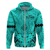 Polynesian Fathers Day Gift For Dad Hoodie Super Father In The World Turquoise Polynesian Pattern LT9 - Polynesian Pride