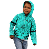 Personalised Polynesian Father's Day Gift For Dad Kid Hoodie Super Father In The World - Turquoise Polynesian Pattern LT9 - Polynesian Pride