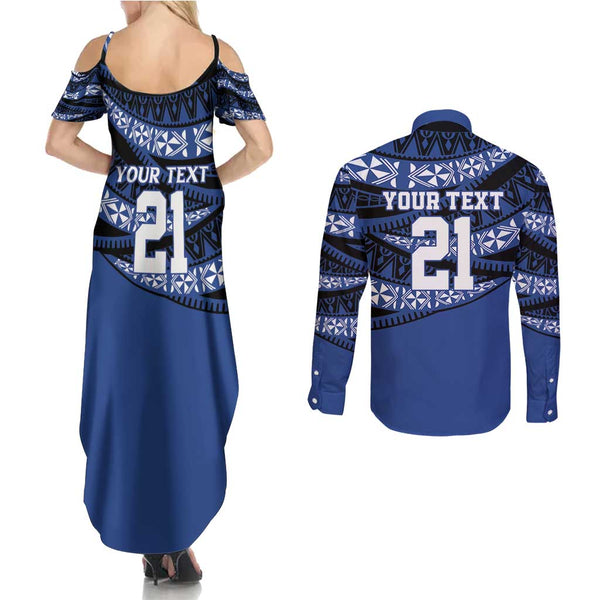 Custom South Africa And Aotearoa Rugby Couples Matching Summer Maxi Dress and Long Sleeve Button Shirts 2023 Springboks Kente Combine All Black Maori Fern LT14