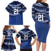 Fiji Rugby Pacific Custom Family Matching Long Sleeve Bodycon Dress and Hawaiian Shirt Pasifika Tapa Pattern