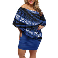Fiji Rugby Pacific Custom Family Matching Off Shoulder Short Dress and Hawaiian Shirt Pasifika Tapa Pattern