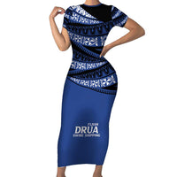 Fiji Rugby Pacific Custom Family Matching Short Sleeve Bodycon Dress and Hawaiian Shirt Pasifika Tapa Pattern