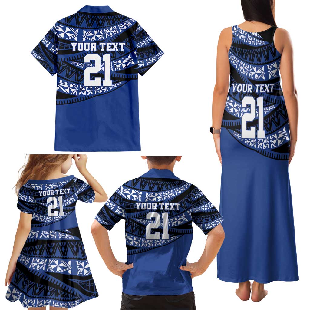 Fiji Rugby Pacific Custom Family Matching Tank Maxi Dress and Hawaiian Shirt Pasifika Tapa Pattern