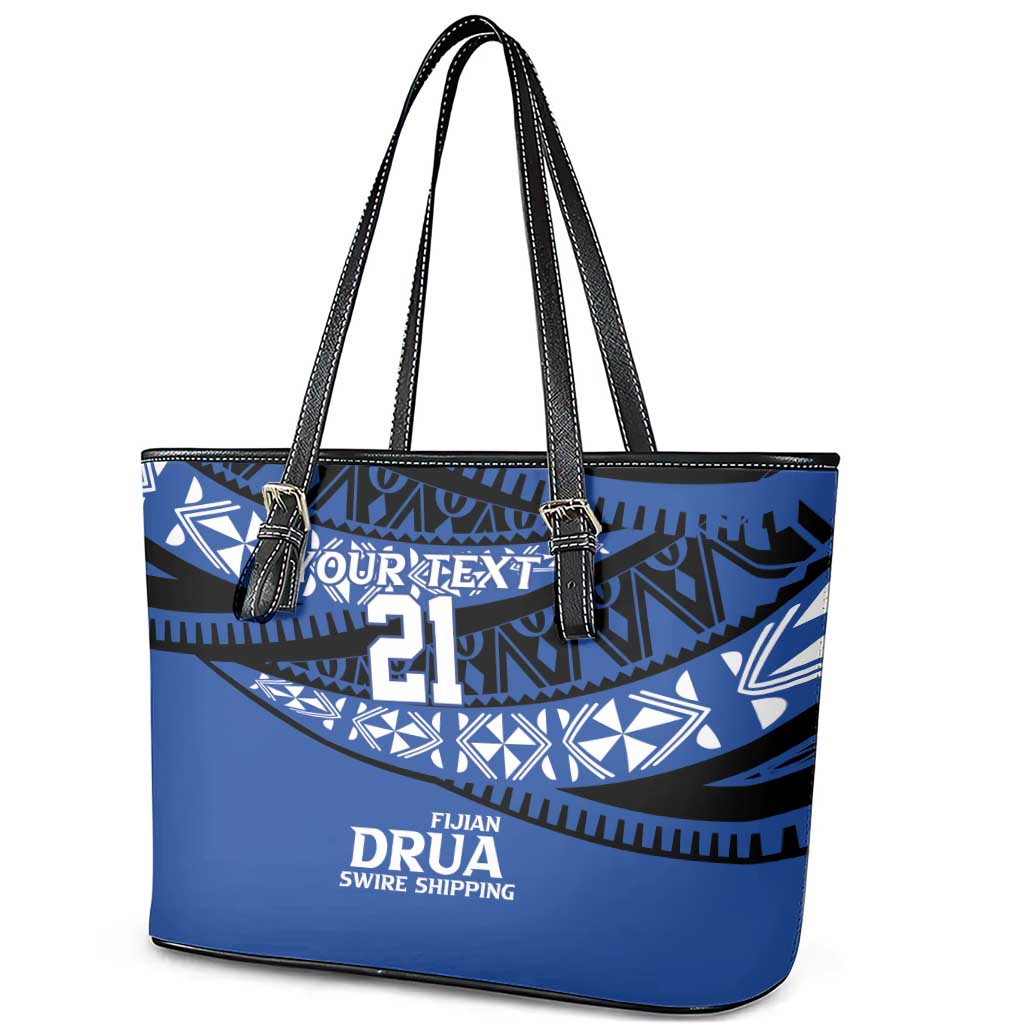 Fiji Rugby Pacific Custom Leather Tote Bag Pasifika Tapa Pattern