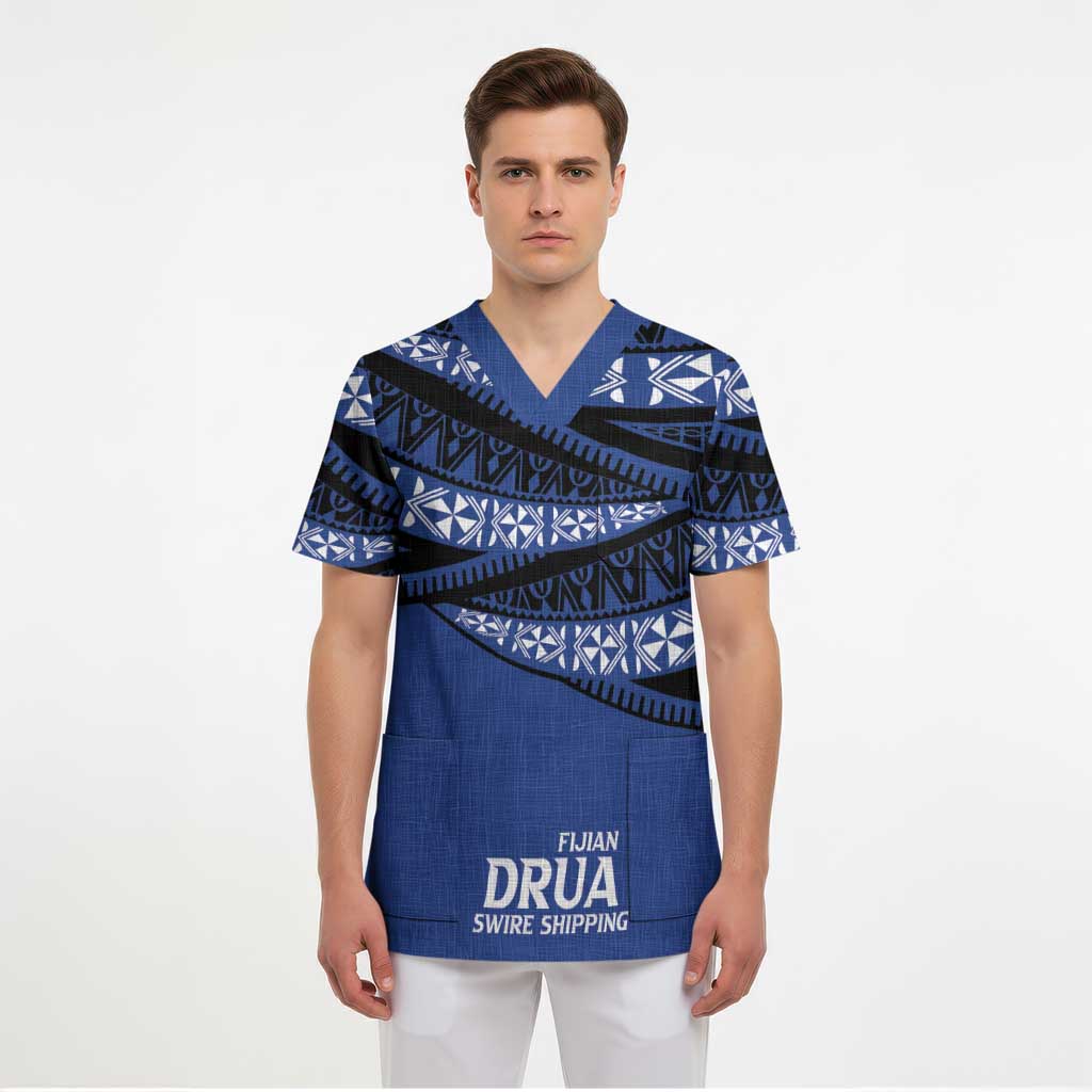 Fiji Rugby Pacific Custom Scrub Top Pasifika Tapa Pattern - Polynesian Pride