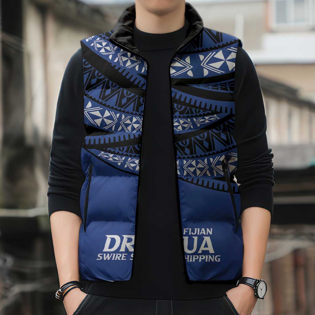 Fiji Rugby Pacific Custom Sleeveless Puffer Jacket Pasifika Tapa Pattern - Polynesian Pride