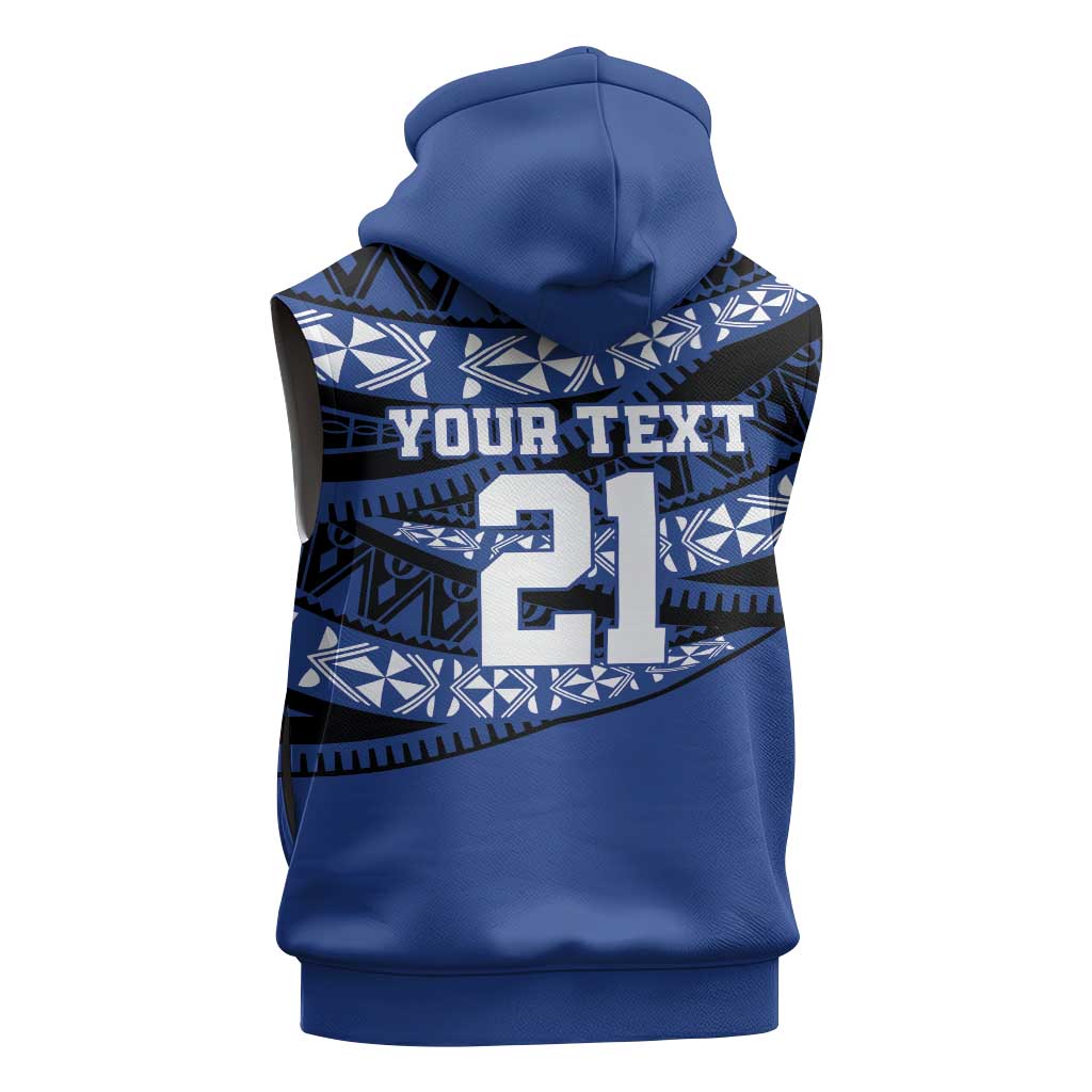 Fiji Rugby Pacific Custom Sleeveless Zip Hoodie Pasifika Tapa Pattern - Polynesian Pride