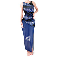 Fiji Rugby Pacific Custom Tank Maxi Dress Pasifika Tapa Pattern LT9 Women Blue - Polynesian Pride