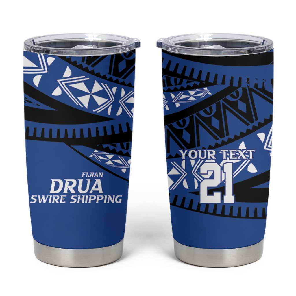 Fiji Rugby Pacific Custom Tumbler Cup Pasifika Tapa Pattern LT9 Blue - Polynesian Pride