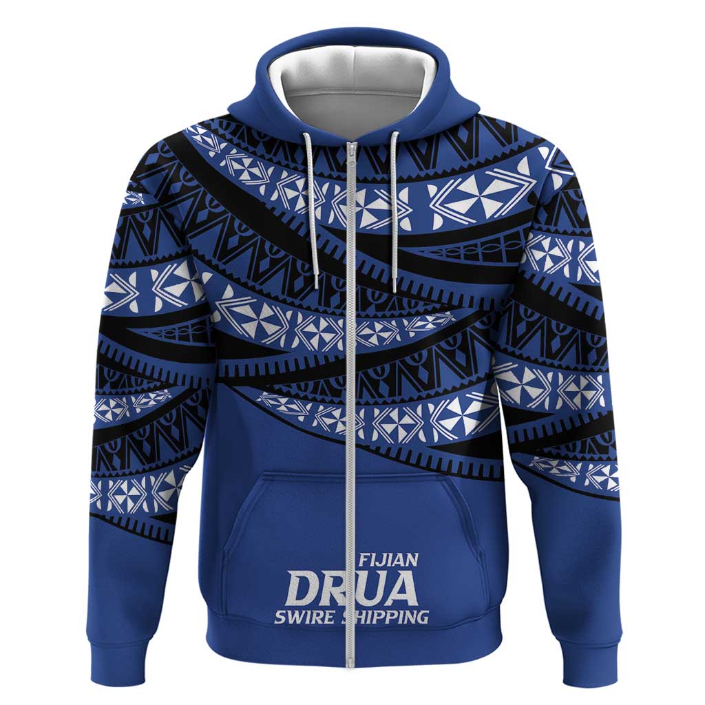 Fiji Rugby Pacific Custom Zip Hoodie Pasifika Tapa Pattern