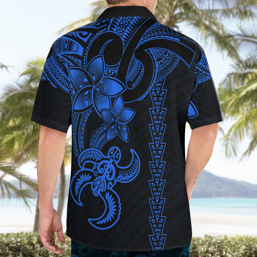 Hawaiian Tribal Hawaiian Shirt Polynesian Kakau Turtle - Blue LT9 - Polynesian Pride