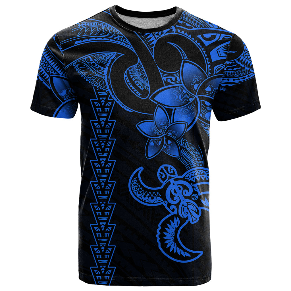 Hawaiian Tribal T Shirt Polynesian Kakau Turtle Blue LT9 Blue - Polynesian Pride
