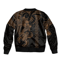 Hawaiian Tribal Bomber Jacket Polynesian Kakau Turtle - Gold LT9 - Polynesian Pride