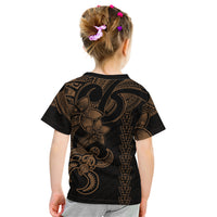 Hawaiian Tribal Kid T Shirt Polynesian Kakau Turtle - Gold LT9 - Polynesian Pride