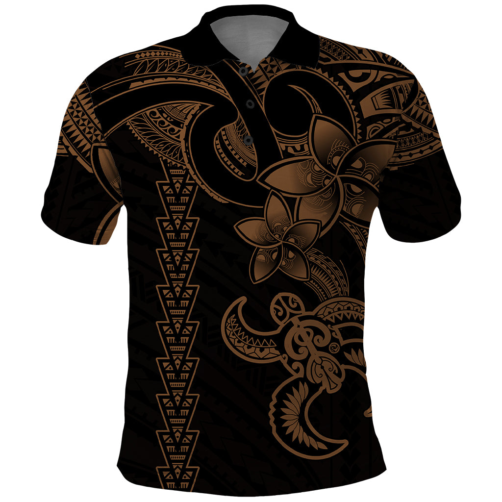 Hawaiian Tribal Polo Shirt Polynesian Kakau Turtle Gold LT9 Gold - Polynesian Pride