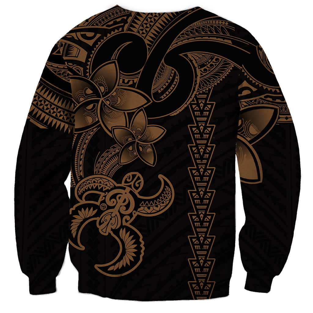 Hawaiian Tribal Sweatshirt Polynesian Kakau Turtle - Gold LT9 - Polynesian Pride