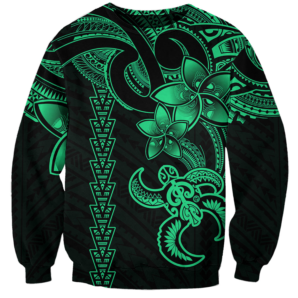Hawaiian Tribal Sweatshirt Polynesian Kakau Turtle - Green LT9 Unisex Green - Polynesian Pride