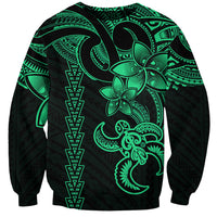 Hawaiian Tribal Sweatshirt Polynesian Kakau Turtle - Green LT9 Unisex Green - Polynesian Pride