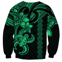 Hawaiian Tribal Sweatshirt Polynesian Kakau Turtle - Green LT9 - Polynesian Pride