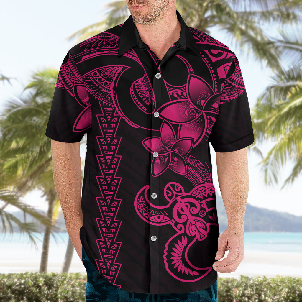 Hawaiian Tribal Hawaiian Shirt Polynesian Kakau Turtle - Pink LT9 - Polynesian Pride