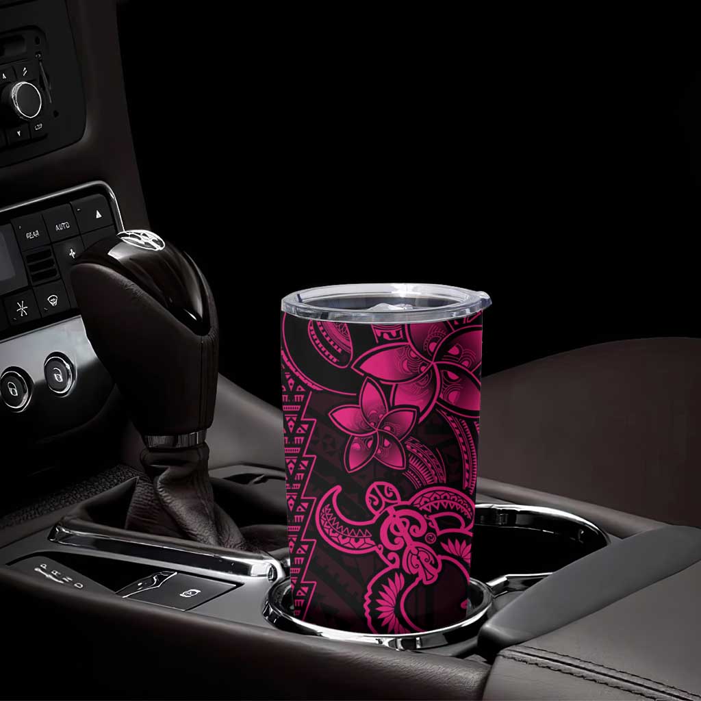 Pink Hawaiian Kakau Turtle Tumbler Cup Polynesian Tribal