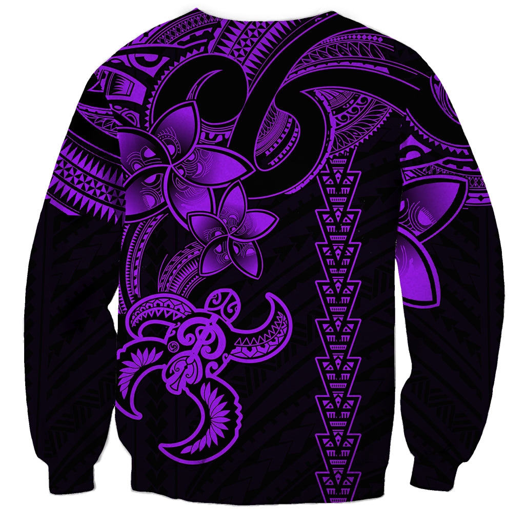 Hawaiian Tribal Sweatshirt Polynesian Kakau Turtle - Purple LT9 - Polynesian Pride