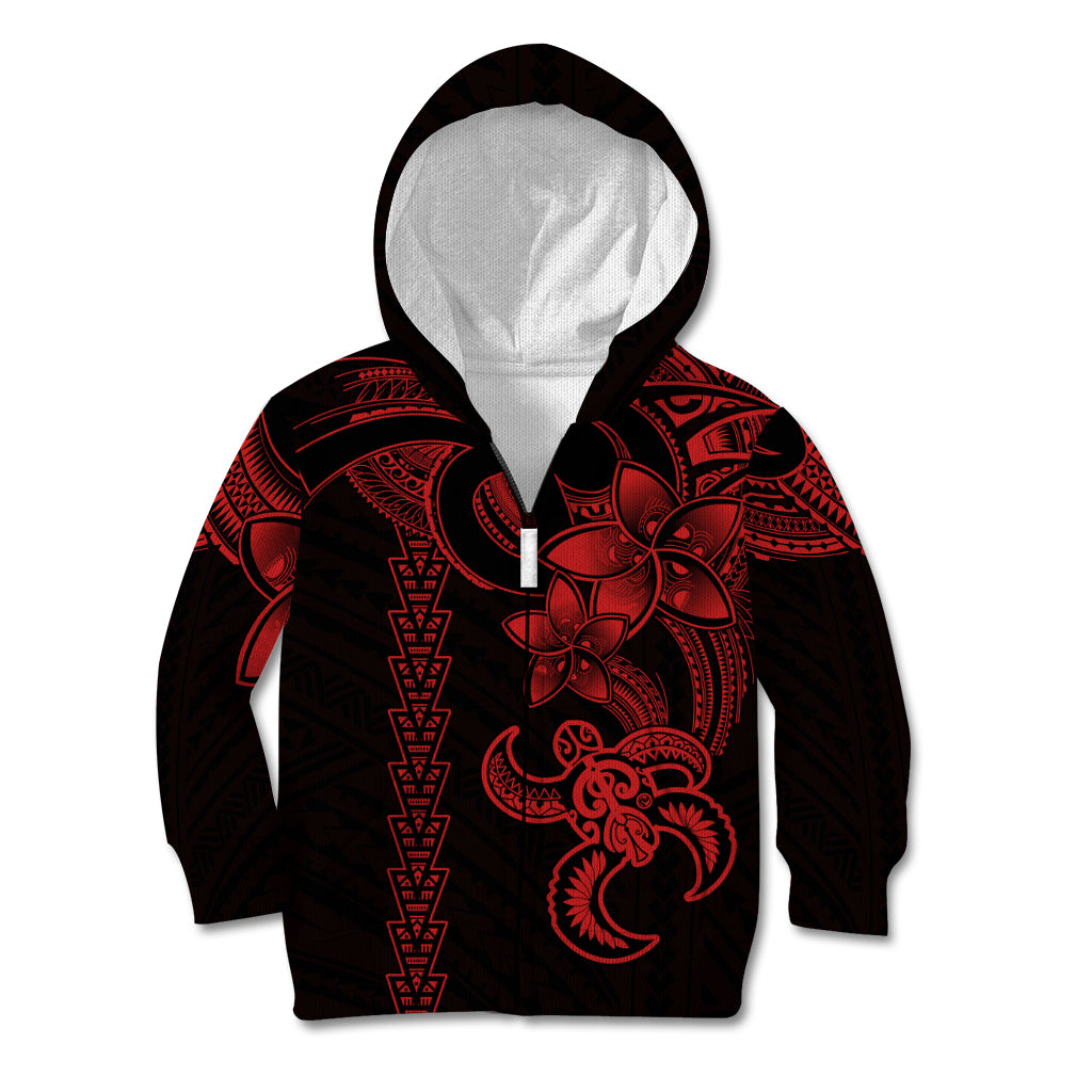 Hawaiian Tribal Kid Hoodie Polynesian Kakau Turtle - Red LT9 - Polynesian Pride